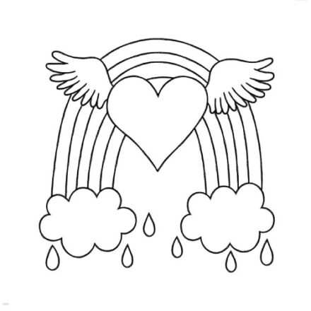 Coloriage Arc En Ciel Avec Coeur Aile Coloriage